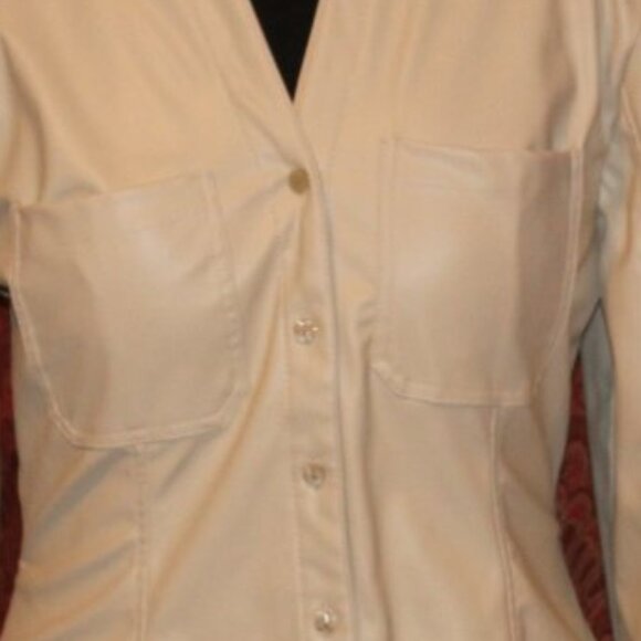 ZARA FAUX LEATHER SHIRT SHACKET NWT Tailored with Button Front-Lrg - Picture 8 of 11